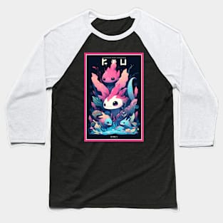 Cute Axolotl Anime Art Design | Cute Animals | Axolotl Hentaii Chibi Kawaii Design Baseball T-Shirt